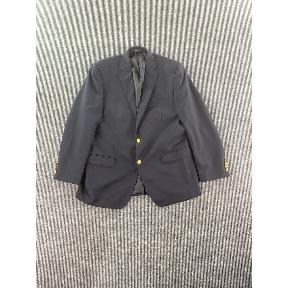 Ralph Lauren Blazer 42 R Navy Wool Gold Button Logo University Premium LRL Sport
